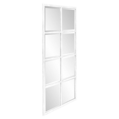White Washed Rectangular Bronze and Silver Wall Mirror