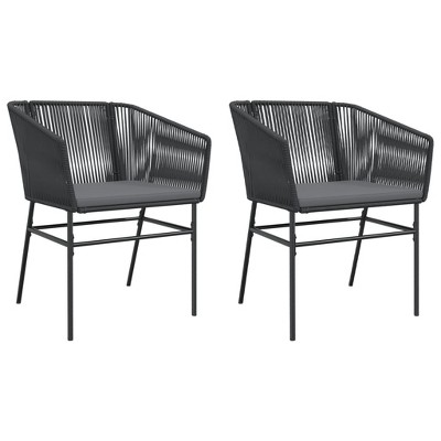 vidaXL Outdoor Patio Chairs - Black Poly Rattan with Cushions - Garden/Deck Lounging Seating - Modern Design - Comfortable Seating with Steel Frame