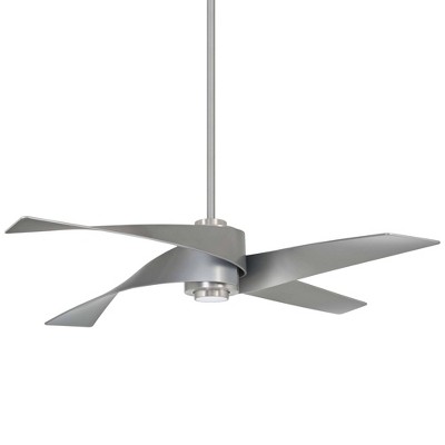 64" Minka Aire Modern Indoor Ceiling Fan with LED Light Remote Control Brushed Nickel Silver for Living Room Kitchen Bedroom Home