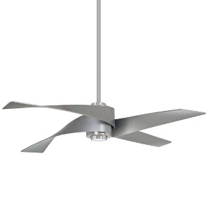 64" Minka Aire Modern Indoor Ceiling Fan with LED Light Remote Control Brushed Nickel Silver for Living Room Kitchen Bedroom Home - 1 of 4