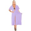 LA LEELA Women's Summer Vacation Beachwear Swim Suit Button Up Long Shirt Dress Beach Cover ups Large-X-Large Purple, Solid - 4 of 4