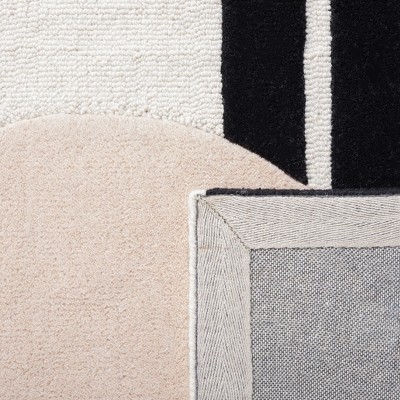 Blush and Black Hand-Tufted Wool Area Rug, 2' x 3'