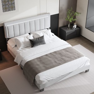 Famapy Queen Size Upholstered Bed Frame with USB Ports & LED Headboard,TB117-Tested Fabric,Style+Safe,Multiple Headboard Styles,Bedroom Centerpiece - 1 of 4
