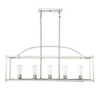 Palladian Polished Nickel 38" Wide Linear Chandelier with Open Cage