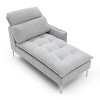 55" Upholstered Chaise Lounge with Left Armrest - Button Tufted Lounge Chair with Lumbar Pillow,Tool-Free Assembly for Living Room - 2 of 4