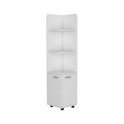HomeRoots 62" White Wood Corner Utility Cabinet With Two Doors