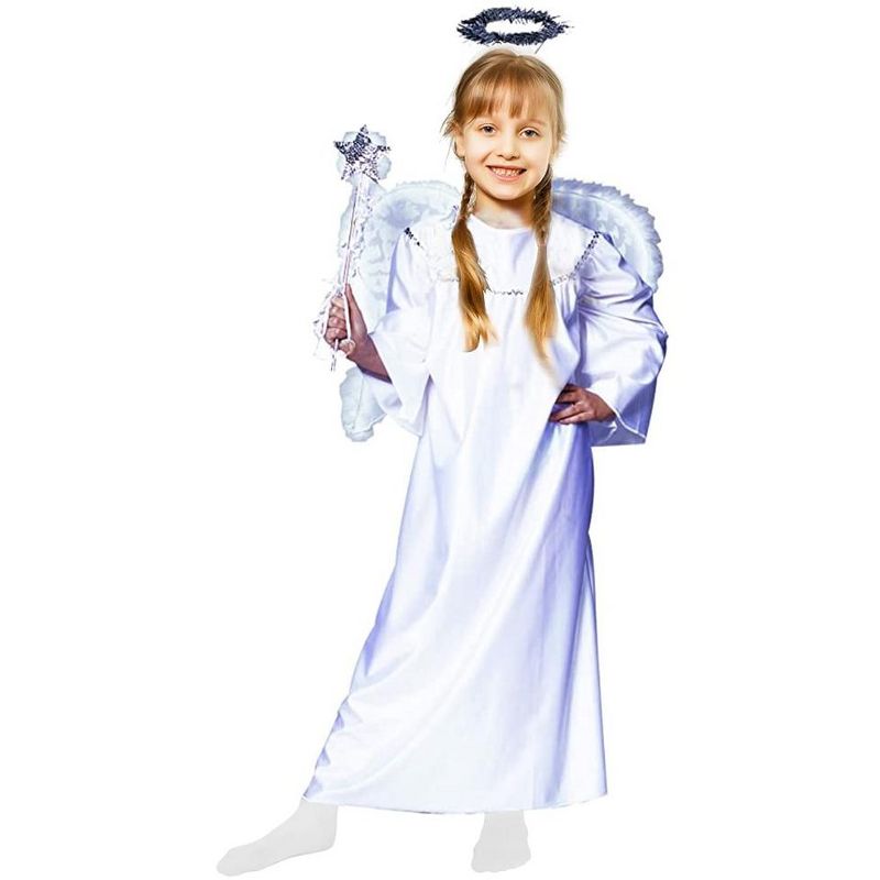 Skeleteen Girls Angel Costume with Halo - Size Small, 3 of 5