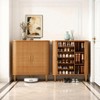 TiramisuBest 31.5" Shoe Storage Cabinet with Sliding Door, Shoe Cabinet with 6 Shelves,Freestanding Shoe Rack for Entryway, Hallway,Walnut - 2 of 4