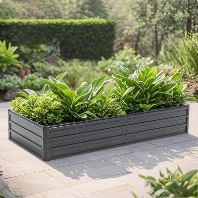 Chic Crate Metal Raised Garden Bed 6x3x1FT – Galvanized Steel | Outdoor Reinforced | Colored | Veggies/Flowers/Herbs/Succulents