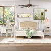 KTMBDW 3 Pieces Bedroom Set with Full/Queen Size Wooden Bed Frame, 1 Vintage Nightstand and 1 Makeup Vanity Set with Stool, White - 4 of 4
