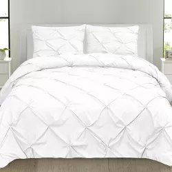 Sweet Home Collection 3-Piece Pinch Pleat Decorative Pintuck Comforter and Shams Set, All Season Bedding Set, King, White