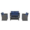 4-Piece Patio Furniture Outdoor Sofa Set, Garden Furniture With Tempered Glass Coffee Table - 4 of 4
