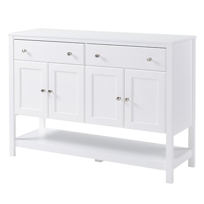White Modern Sideboard Buffet Cabinet with Adjustable Shelves