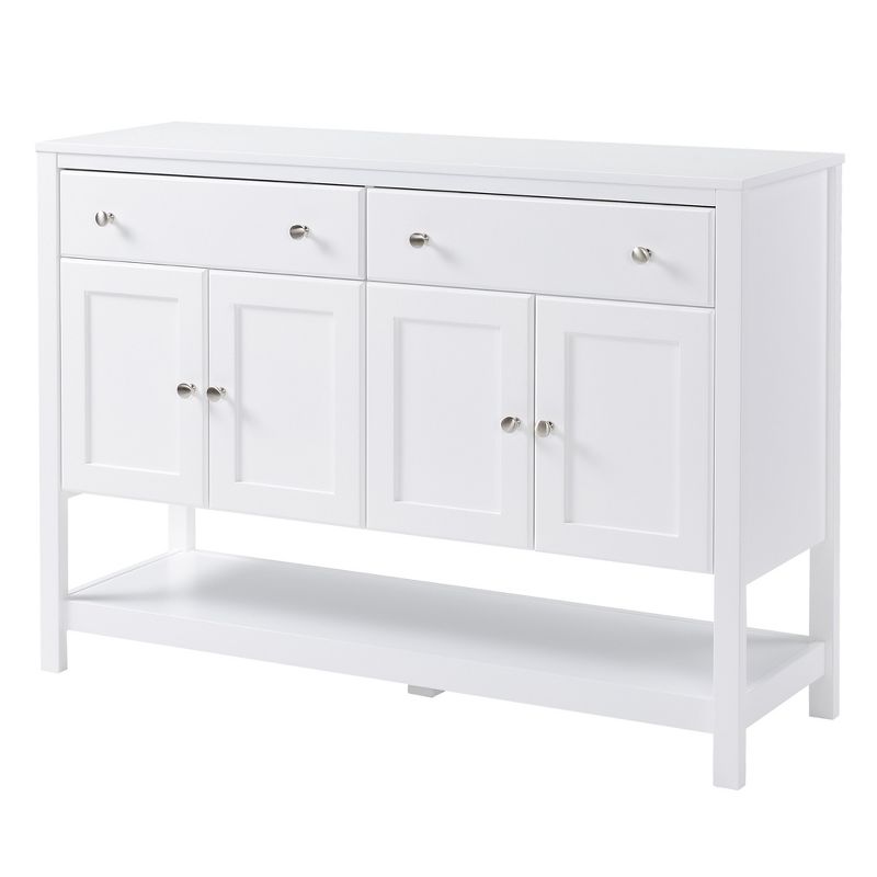 HOMCOM 47" Modern Sideboard, Buffet Cabinet, Accent Cupboard with Adjustable Shelves and Drawers, for Living Room, White, 4 of 7