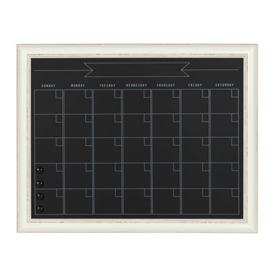 23" x 29" Macon Framed Magnetic Chalkboard Monthly Calendar White - Kate and Laurel