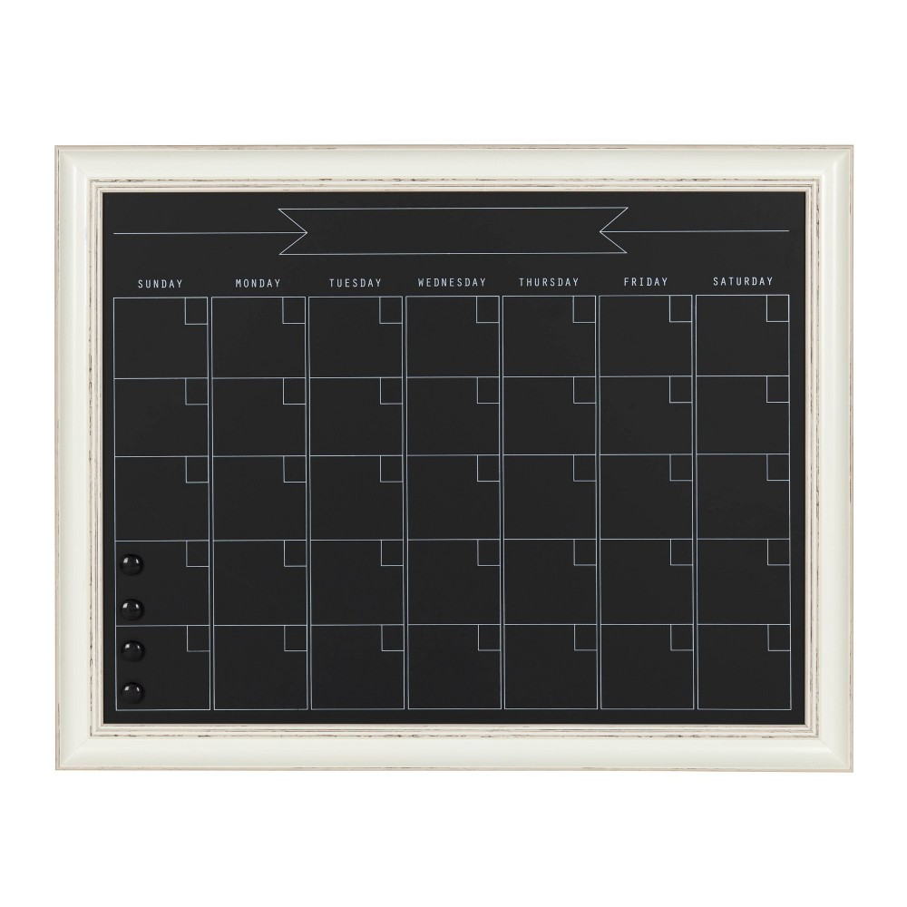 Photos - Dry Erase Board / Flipchart 28.88" x 1.11" Macon Framed Magnetic Chalkboard Monthly Calendar White - K