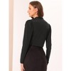 Allegra K Women's Curved Hem Puff Long Sleeve Open Front Crop Bolero Shrug - 3 of 4