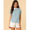 INSPIRE CHIC Women's Vintage Peter Pan Collar Contrast Puff Short Sleeve Blouse - 2 of 4