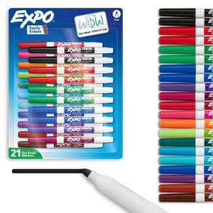 Expo 21pk Dry Erase Markers Fine Tip Multicolored: Whiteboard & Thin Markers for Dry Erase Board, Art & Office Use - 1 of 4