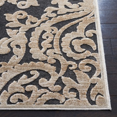 Stone and Beige Hand-Knotted Viscose Chenille Area Rug