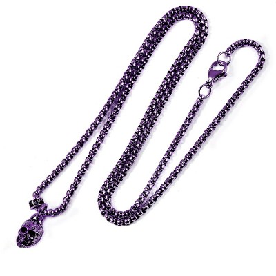 Crucible Men's Small 12mm Skull Stainless Steel Necklace - 24"