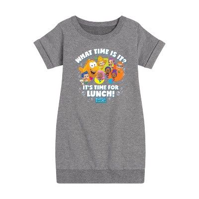 - Bubble Guppies - Time For Lunch Graphic Short Sleeve Fleece Dress