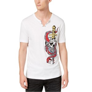 I.N.C International Concepts Mens Snake Skull and Sword Embellished T-Shirt, White, X-Large - 1 of 1