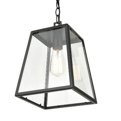Powder Coat Black Glass Outdoor Pendant Light