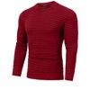 Men's Knitted Sweater Ribbed Slim Fit Sweatshirt Solid Stripe Long Sleeves Crew Neck Ribbing Top - 2 of 4