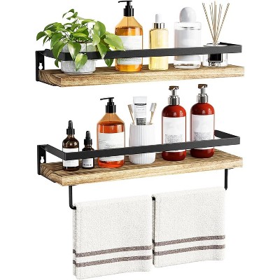 Attop Bathroom Shelves with Towel Bar, Floating Shelves, Wall Shelves for Bathroom/Living Room/Kitchen/Bedroom