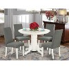 HomeStock 5-Piece Round Linen White Finish Solid Wood Top Dining Table with 4-Parson Chair - 2 of 4