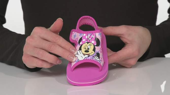 Disney Minnie Mouse Toddler Girls Hook and Loop Sandals, 2 of 9, play video