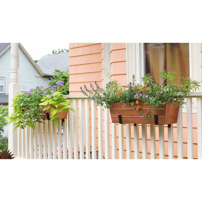 24&#34; Wide Rectangular Copper Plated Medium Galvanized Steel Planter Box with Wall Brackets - ACHLA Designs, 2 of 7