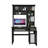 PAGED Computer Desk with Hutch and Bookshelf, Keyboard Tray, Door Panel For CPU, Multiple Shelves and 1 Drawer, Particle Board, Black - 4 of 4