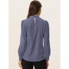 INSPIRE CHIC Women's Office Keyhole Elegant Stand Collar Long Sleeve Back Neck Button Blouse - 4 of 4