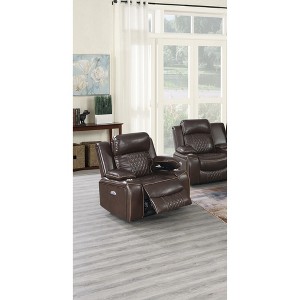 Power Motion Recliner Chair with Gel Leatherette, Pillow-Top Arms, Storage & Cup Holder, 1-Piece - 1 of 4