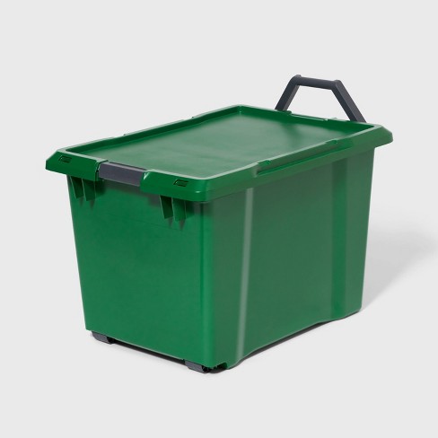 32gal Latching Rolling Storage Tote Green With Gray Handle And Latches -  Brightroom™ : Target