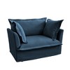 Vynxaria Modern Slip-covered Armchair Blue Chenille, 1 Big Back Cushion & 2 Toss Pillows, Removable Covers, Sturdy Wood Frame (300lbs Capacity) - 2 of 4