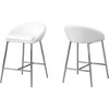 Monarch Specialties Bar Stool Set Of 2 Counter Height Kitchen Chrome Metal White Leather Look Contemporary Modern - 2 of 4