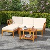 Tangkula L Shaped Outdoor Furniture Set 5 Pieces Acacia Wood Patio Conversation Set Modular Outdoor Lounge Sofa Set w/Cushions - 2 of 4