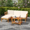 Tangkula L Shaped Outdoor Furniture Set 5 Pieces Acacia Wood Patio Conversation Set Modular Outdoor Lounge Sofa Set w/Cushions - image 2 of 4