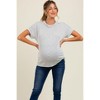 Pinkblush Heather Grey Ribbed Exposed Seam Maternity Short Sleeve Top - 2 of 4