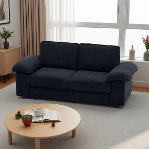 78.74" Faux Leather 2-Seater Sofa with Hidden Storage & Plush Cushions - 1 of 4