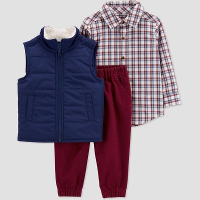 Carter s Just One You Baby Boys Vest Top Bottom Set Navy Blue Burgundy Newborn