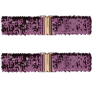 INSPIRE CHIC Women's Shinny Wide Waist Belts Interlock Buckles Sequins Decor Stretchy Belts 2 Pcs 23.62" - 1 of 4