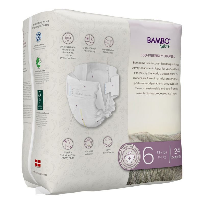 Bambo Nature Dream Disposable Diapers, Eco-Friendly, Size 6, 24 Count, 12 Packs, 288 Total, 2 of 6