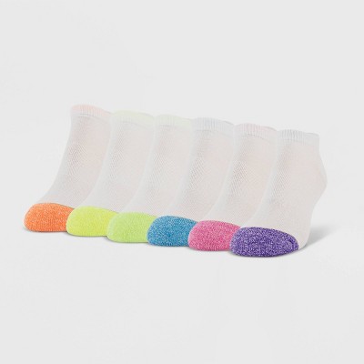 All Pro Women's 6pk Aqua FX No Show Socks - White 4-10