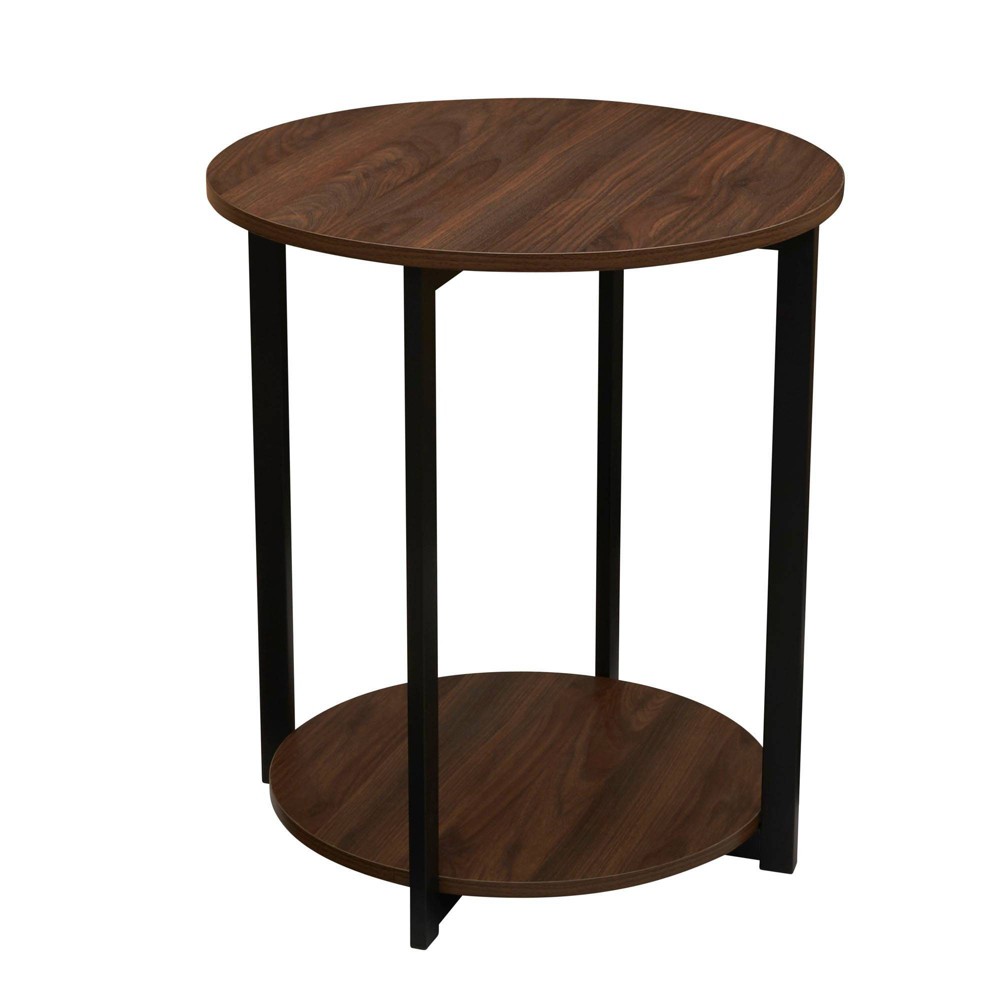 Photos - Dining Table Household Essentials Jamestown Round End Table Walnut