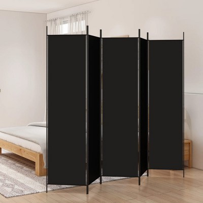 vidaXL 5-Panel Room Divider Black, Portable and Foldable Polyester Fabric Screen, Privacy Protector, Sunlight Blocker, Compact Storage, Easy Assembly