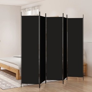 vidaXL 5-Panel Room Divider Black, Portable and Foldable Polyester Fabric Screen, Privacy Protector, Sunlight Blocker, Compact Storage, Easy Assembly - 1 of 4